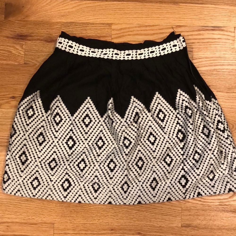 Black skirt with white embroidery